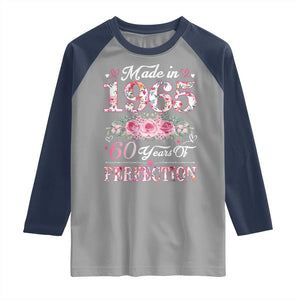 Happy 60th Birthday Floral Raglan Shirt Made In 1965 60 Years of Perfection TS02 Sport Gray Navy Print Your Wear