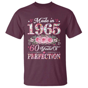 Happy 60th Birthday Floral T Shirt Made In 1965 60 Years of Perfection TS02 Maroon Print Your Wear