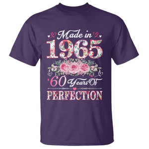 Happy 60th Birthday Floral T Shirt Made In 1965 60 Years of Perfection TS02 Purple Print Your Wear