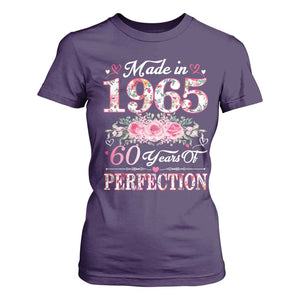 Happy 60th Birthday Floral T Shirt For Women Made In 1965 60 Years of Perfection TS02 Purple Print Your Wear