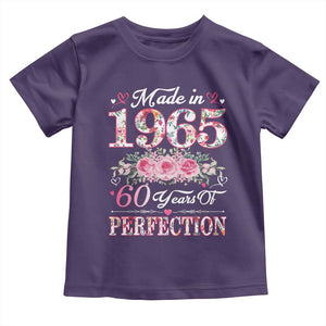 Happy 60th Birthday Floral Toddler T Shirt Made In 1965 60 Years of Perfection TS02 Purple Print Your Wear