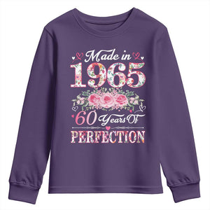 Happy 60th Birthday Floral Youth Sweatshirt Made In 1965 60 Years of Perfection TS02 Purple Print Your Wear