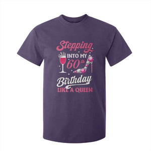 Stepping Into My 60th Birthday T Shirt For Kid Like A Queen Pink Wine Glass TS02 Purple Print Your Wear