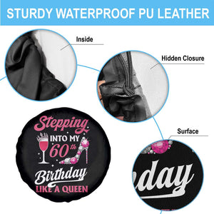 Stepping Into My 60th Birthday Spare Tire Cover Like A Queen Pink Wine Glass TS02 Print Your Wear