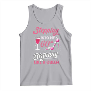 Stepping Into My 60th Birthday Tank Top Like A Queen Pink Wine Glass TS02 Athletic Heather Print Your Wear