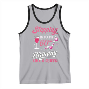 Stepping Into My 60th Birthday Tank Top Like A Queen Pink Wine Glass TS02 Athletic Heather Black Print Your Wear