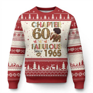 Chapter 60 Fabulous Leopard Ugly Christmas Sweater Since 1965 60Th Birthday Gift For Women TS02 Beige Red Print Your Wear