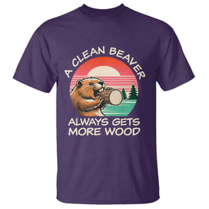 Funny Beaver Joke T Shirt A Clean Beaver Always Gets More Wood Adult Humor TS02 Purple Print Your Wear