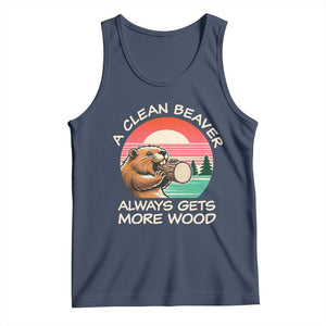 Funny Beaver Joke Tank Top A Clean Beaver Always Gets More Wood Adult Humor TS02 Navy Print Your Wear
