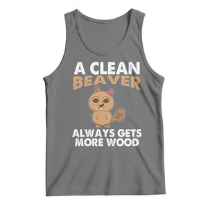 Funny Beaver Adult Humor Tank Top A Clean Beaver Always Get More Wood TS02 Black Heather Print Your Wear