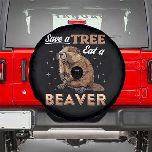 Funny Beaver Spare Tire Cover Save A Tree Eat A Beaver TS02 Black Print Your Wear