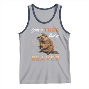 Funny Beaver Tank Top Save A Tree Eat A Beaver TS02 Athletic Heather Navy Print Your Wear