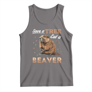 Funny Beaver Tank Top Save A Tree Eat A Beaver TS02 Deep Heather Print Your Wear