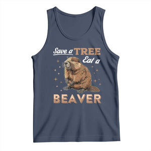 Funny Beaver Tank Top Save A Tree Eat A Beaver TS02 Navy Print Your Wear