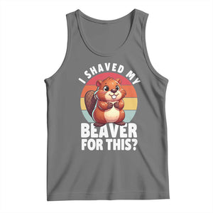 I Shaved My Beaver Tank Top Inappropriate Adult Humor Naughty TS02 Black Heather Print Your Wear