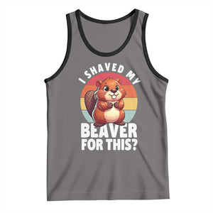 I Shaved My Beaver Tank Top Inappropriate Adult Humor Naughty TS02 Deep Heather Black Print Your Wear
