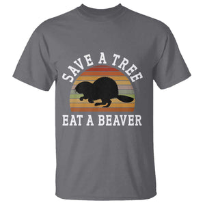 Save A Tree Eat A Beaver T Shirt Funny Ironic Beaver TS02 Charcoal Print Your Wear