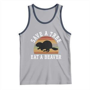 Save A Tree Eat A Beaver Tank Top Funny Ironic Beaver TS02 Athletic Heather Navy Print Your Wear