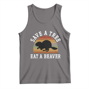 Save A Tree Eat A Beaver Tank Top Funny Ironic Beaver TS02 Deep Heather Print Your Wear