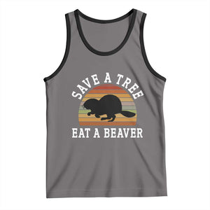 Save A Tree Eat A Beaver Tank Top Funny Ironic Beaver TS02 Deep Heather Black Print Your Wear