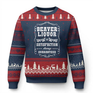 Funny Beaver Liquor Ugly Christmas Sweater Adult Drinking Humor Pun Vintage TS02 Navy Red Print Your Wear