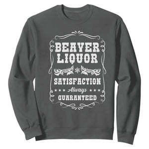 Funny Beaver Liquor Sweatshirt Adult Drinking Humor Pun Vintage TS02 Dark Heather Print Your Wear