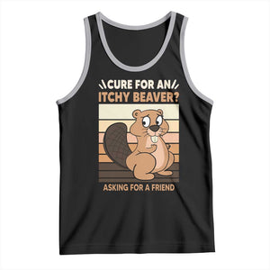 Funny Beaver Tank Top Cure For An Itchy Beaver Ask For A Friend Adult Humor TS02 Black Athletic Heather Print Your Wear