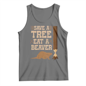 Funny Save A Tree Eat A Beaver Tank Top Hunting Beavers Hunter TS02 Black Heather Print Your Wear