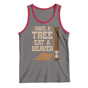 Funny Save A Tree Eat A Beaver Tank Top Hunting Beavers Hunter TS02 Deep Heather Red Print Your Wear