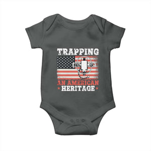 Trapping American Heritage Baby Onesie Patriotic Trap Hunting Trapper TS02 Dark Heather Print Your Wear