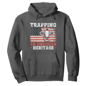 Trapping American Heritage Hoodie Patriotic Trap Hunting Trapper TS02 Dark Heather Print Your Wear