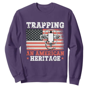 Trapping American Heritage Sweatshirt Patriotic Trap Hunting Trapper TS02 Purple Print Your Wear