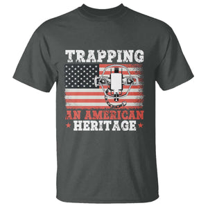 Trapping American Heritage T Shirt Patriotic Trap Hunting Trapper TS02 Dark Heather Print Your Wear