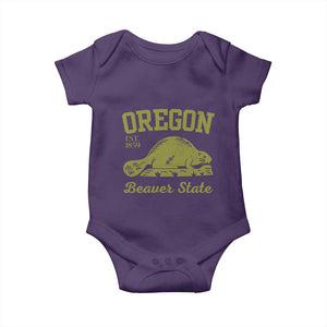 Beaver State Oregon Baby Onesie Est 1859 Vintage Flag TS02 Purple Print Your Wear
