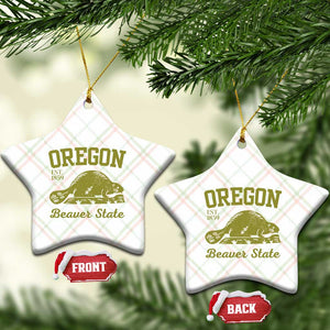 Beaver State Oregon Ceramic Ornament Est 1859 Vintage Flag TS02 Print Your Wear
