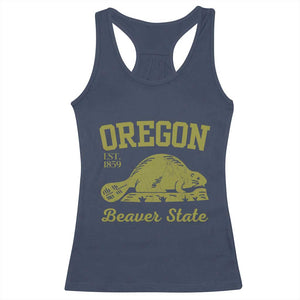 Beaver State Oregon Racerback Tank Top Est 1859 Vintage Flag TS02 Navy Print Your Wear