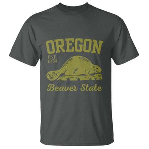 Beaver State Oregon T Shirt Est 1859 Vintage Flag TS02 Dark Heather Print Your Wear