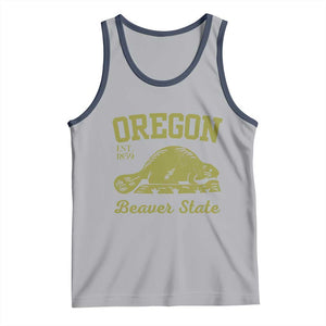 Beaver State Oregon Tank Top Est 1859 Vintage Flag TS02 Athletic Heather Navy Print Your Wear