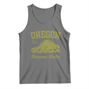 Beaver State Oregon Tank Top Est 1859 Vintage Flag TS02 Black Heather Print Your Wear