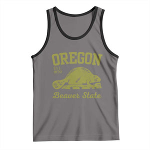 Beaver State Oregon Tank Top Est 1859 Vintage Flag TS02 Deep Heather Black Print Your Wear