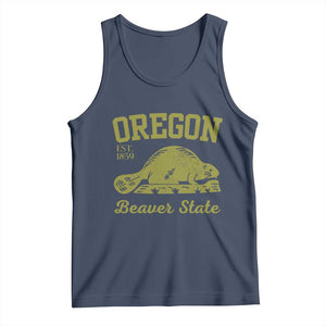 Beaver State Oregon Tank Top Est 1859 Vintage Flag TS02 Navy Print Your Wear