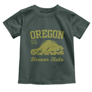 Beaver State Oregon Toddler T Shirt Est 1859 Vintage Flag TS02 Dark Forest Green Print Your Wear