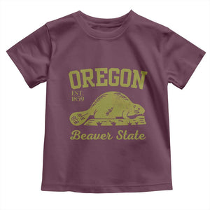 Beaver State Oregon Toddler T Shirt Est 1859 Vintage Flag TS02 Maroon Print Your Wear