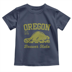 Beaver State Oregon Toddler T Shirt Est 1859 Vintage Flag TS02 Navy Print Your Wear