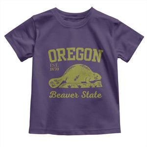 Beaver State Oregon Toddler T Shirt Est 1859 Vintage Flag TS02 Purple Print Your Wear