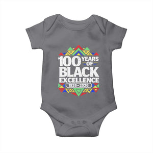 100 Years of Black Excellence 1926 2026 Baby Onesie African Tribal Pattern Heritage Celebrating Black History TS02 Charcoal Print Your Wear