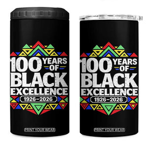 100 Years of Black Excellence 1926 2026 4 in 1 Can Cooler Tumbler African Tribal Pattern Heritage Celebrating Black History TS02 One Size: 16 oz Black Print Your Wear