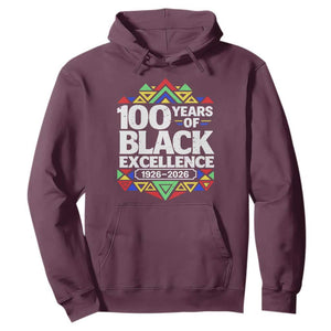 100 Years of Black Excellence 1926 2026 Hoodie African Tribal Pattern Heritage Celebrating Black History TS02 Maroon Print Your Wear