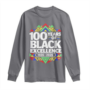 100 Years of Black Excellence 1926 2026 Long Sleeve Shirt African Tribal Pattern Heritage Celebrating Black History TS02 Charcoal Print Your Wear