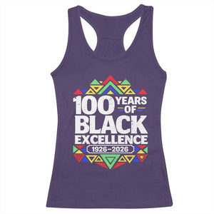 100 Years of Black Excellence 1926 2026 Racerback Tank Top African Tribal Pattern Heritage Celebrating Black History TS02 Purple Print Your Wear